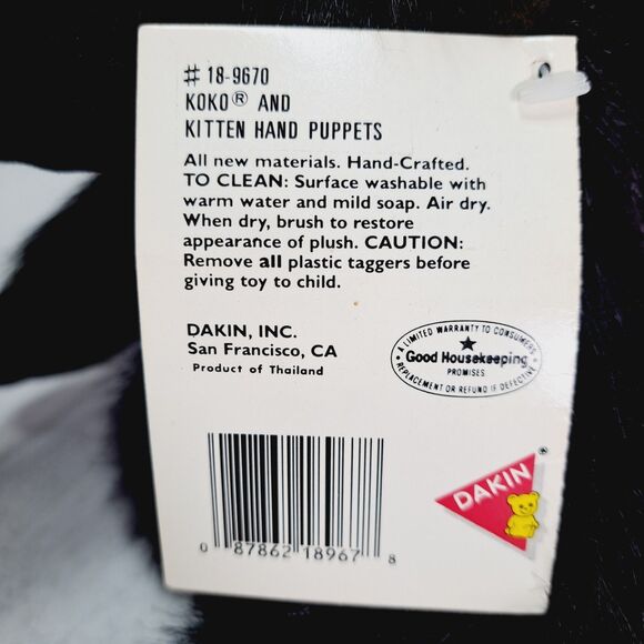 DAKIN KOKO Gorilla & KITTEN Plush Hand Puppet 1986 Vintage w/ Tag Sign Language - Picture 5 of 14